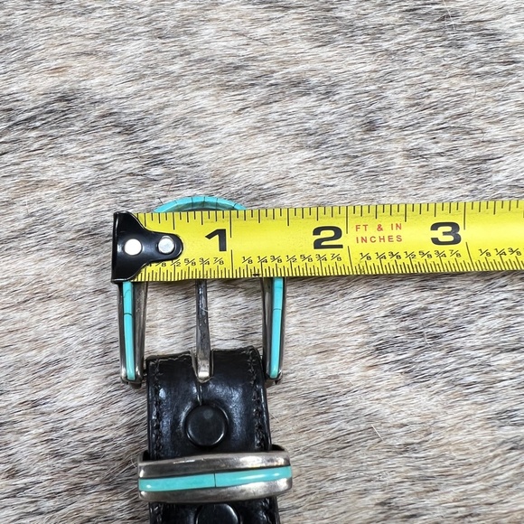 David Dear Turquoise Sterling Buckle on Crocodile Belt - Picture 7 of 8